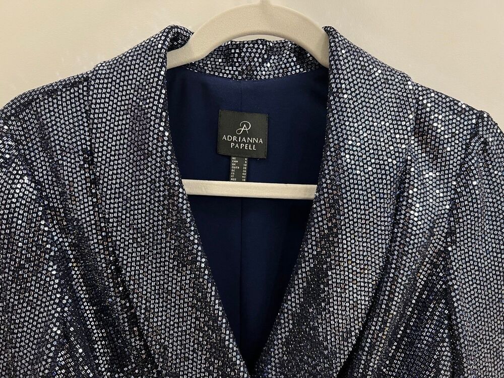 Adrianna Papell Women's Metallic Knit Wrap Top Size 6 - Picture 4 of 12
